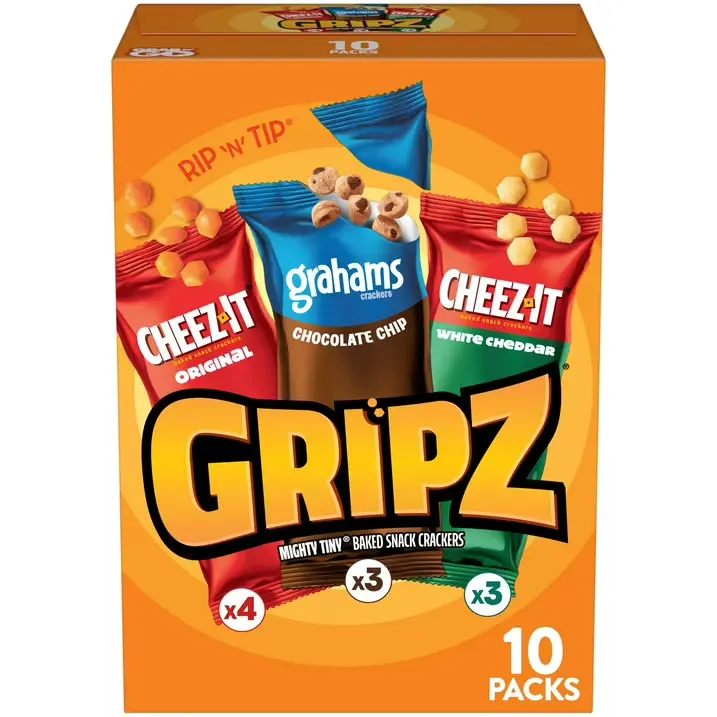 Gripz Mini Baked Snack Crackers, Sweet and Salty Snacks, Variety Pack, 9oz Box (10 Pouches) Gripz Mini Baked Snack Crackers, Sweet and Salty Snacks, Variety Pack, 9oz Box (10 Pouches)