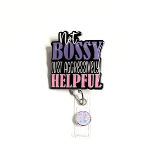 Not Bossy Badge Reel, 2”, Retractable Swivel Alligator Clip