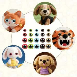 80 pack doll safety plastic eyes, equipped with 80 washers, multiple sizes -10/12/16/18mm, suitable for DIY projects, sewing, and handmade production