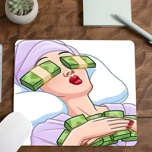 Funny Money Eyes Girl Gaming Mouse Pad, Humorous Rich Girl Design, Non-Slip Smooth Surface Mousepad for PC, Laptop, Office Desk & Gaming Setup, Perfect for Wacky Lovers & Kawaii Style Fans, friend