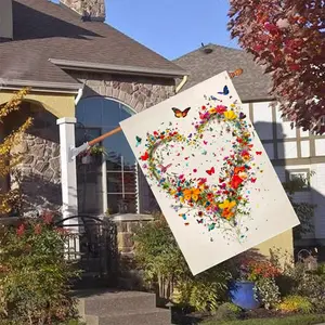 Bird and Butterfly Garden Flag Colorful Flower Love Garden Flag Welcoming Summer Decoration Flag Double Sided Garden Flag Courtyard Decoration Outdoor Decoration Lawn Special Flag Lawn Ornament Garden Decor