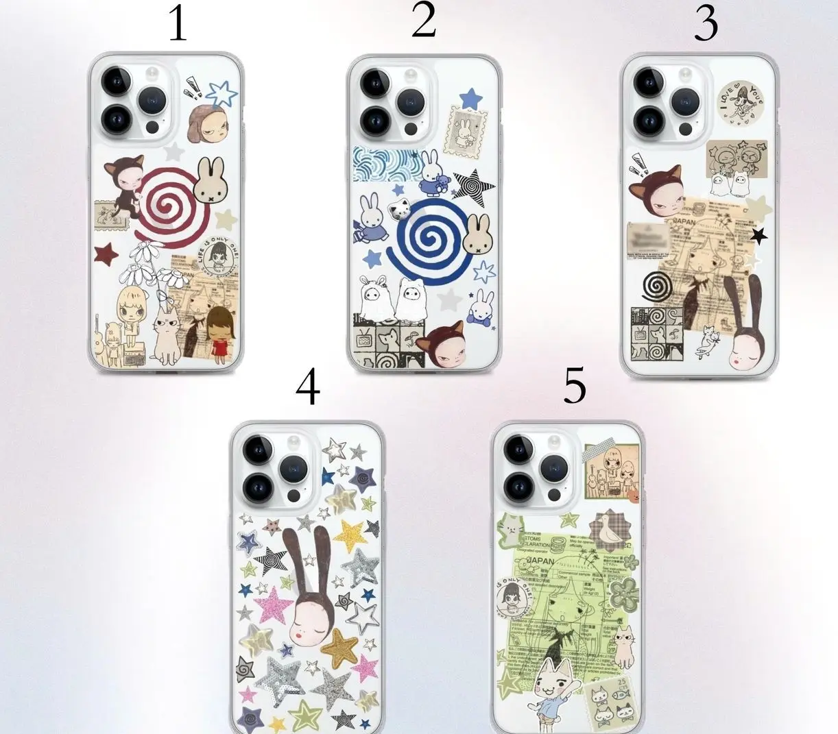 Japansese Moodboard Miffy Collage Phone Case for iPhone X to 17 –  SS Galaxy S21 to S25 Ultra, Plus with Suction