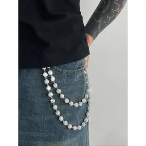 Rhinestone Chain Waist Chain for Men, Unique Body Chain Accessory, Ideal for Pant Decoration