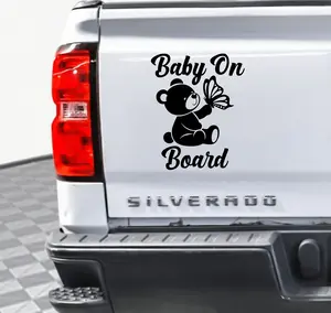Baby on Board Decal with Bear and Butterfly – High-Quality Vinyl Safety Sticker