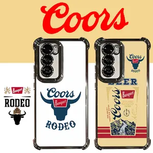 Coors Beer Cow Cowboy Vintage Western Style Aesthetic Electroplated TPU Casing For SAMSUNG GALAXY S22 S23 S24 FE ULTRA PLUS Four Corners Anti-Fall Transparent Soft Silicone Gift Shockproof Protection Anti-Drop Protective Protector Phone Cases Shell Cover
