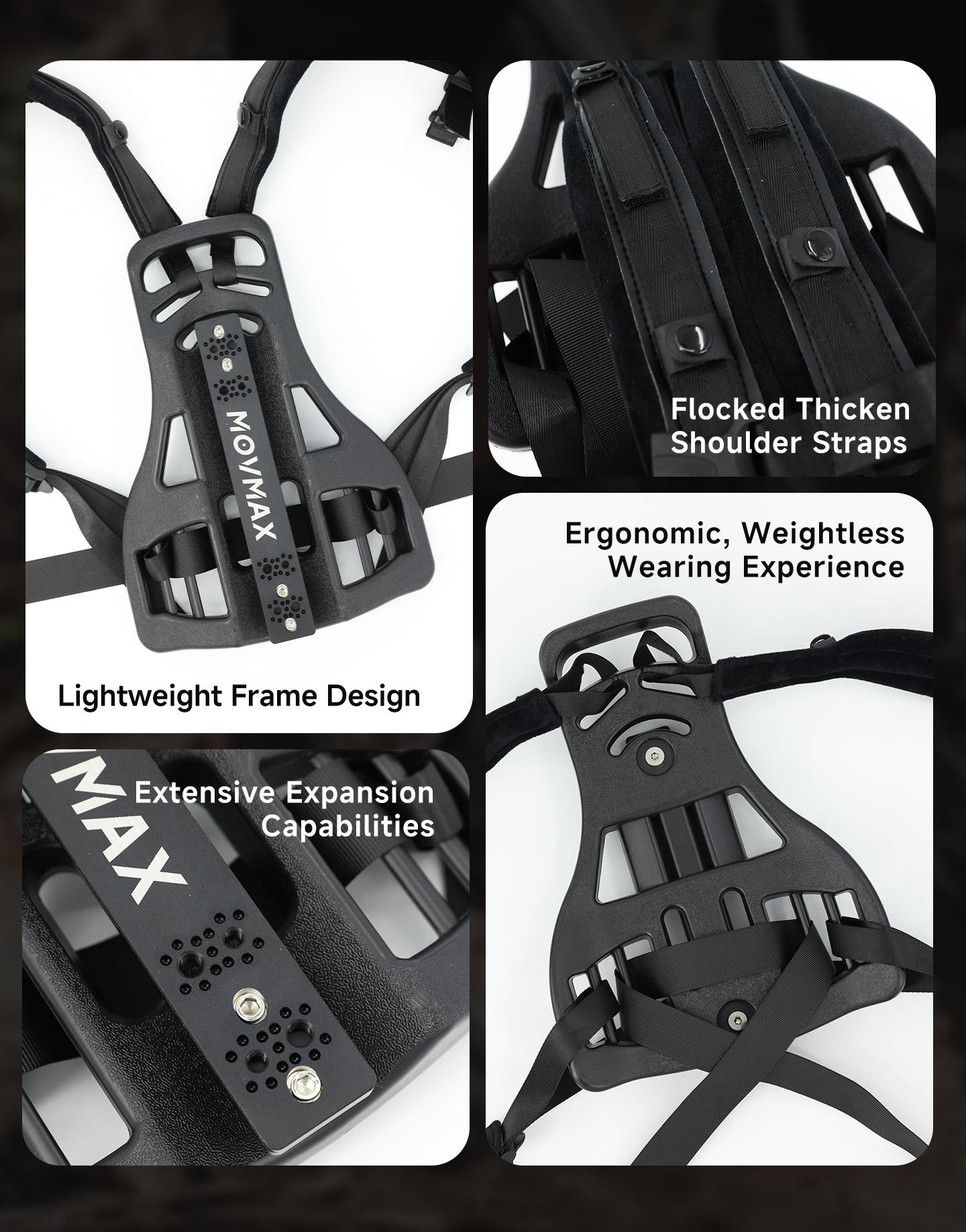 Movmax Backpack Mount with Telescopic Rod Kit for Insta 360 X5/DJI Osmo 360 Camera