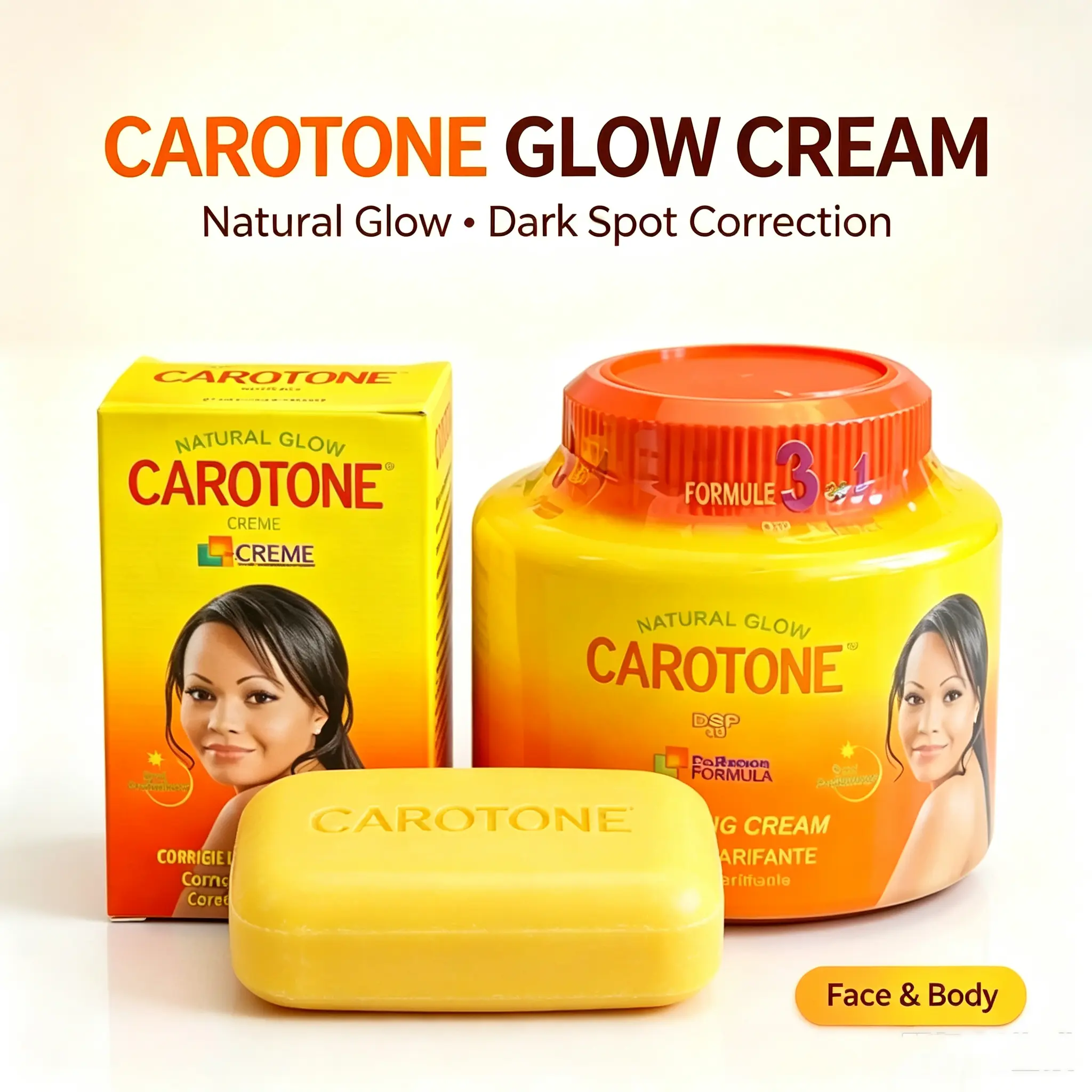 Collagen Brightening Soap-Carotone 3int cream with Carrot Extract, Hydrating Body Care Cleanser for Radiant Skin Repair, 190g