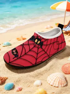 Kids Superhero Breathable Water Shoes, Beach Footwear, Spiderman/Shark/Dinosaur Print Non-Slip Aqua Socks for Boys Beach Swimming