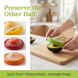 Silicone Fruit and Vegetable Anti-Oxidation Storage Box | Onion Storage | Avocado Saver | Set of 4 Reusable Storage Containers for Fridge