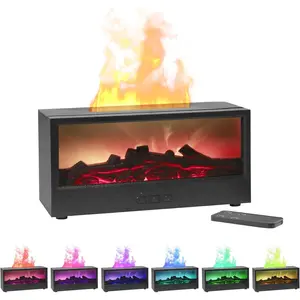 Fireplace Humidifier Diffuser with 7 Flame Colors for Essential Oils Remote Control Aromatherapy Diffuser for Home Bedroom Office Yoga Noiseless Operation