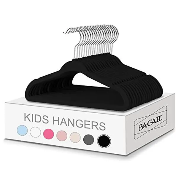 BAGAIL 50 Pack Kids Velvet Hangers 11/14 Inches Children's Clothes Hangers Non-Slip Baby Hangers for Infant/Toddler