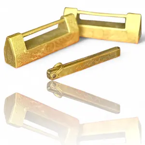 An Antique Chinese Brass Padlocks with Key Both Engraved All Sides and Key Works