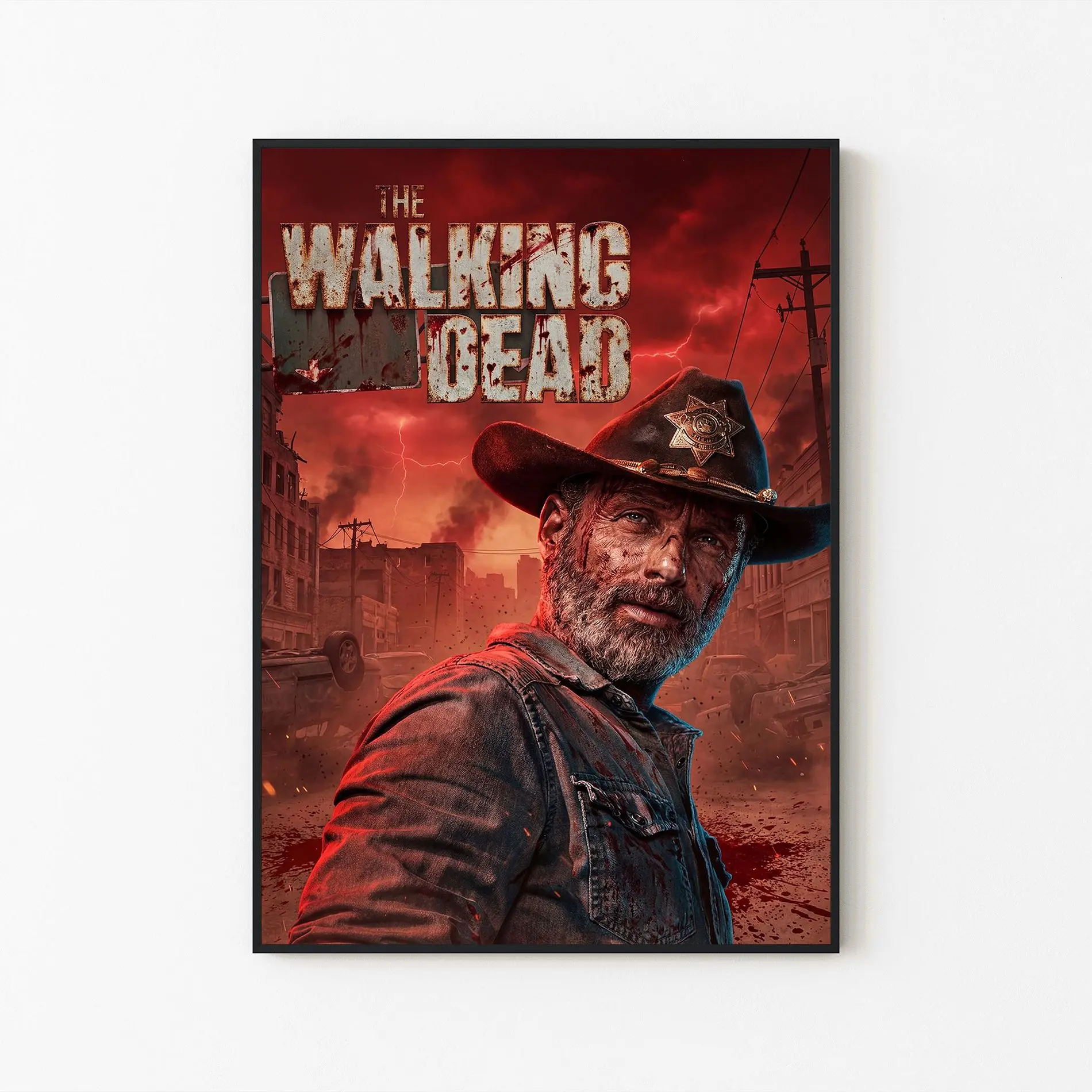 [Unframe] The Walking Dead Rick Grimes Poster, Zombie Series Wall Art, Post Apocalyptic Decor, Survival Drama Artwork Print, Gift for TV Show Fans