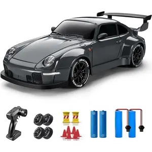 RC Drift Car, 1:24 Remote Control Car for Kids, 20KM/H 4WD High Speed RC Cars with LED Lights, Two Batteries, Extra Drifting Tires, Vehicle for Adults Boys Girls
