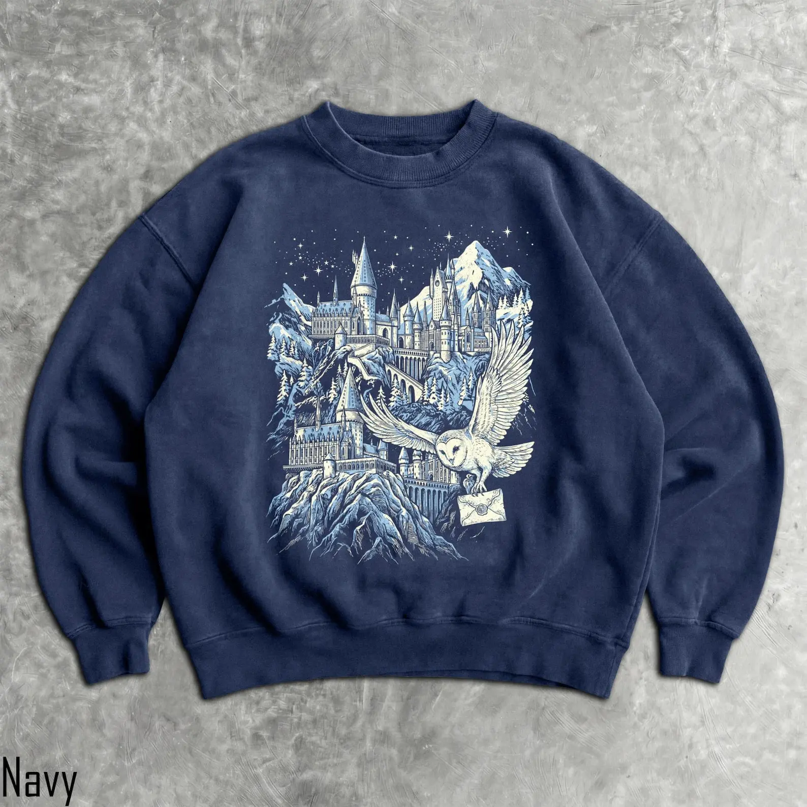 Wizard Magical Castle Snowy Barn Owl Letter Graphic Sweatshirt And T-Shirt | Fantasy Witchy Aesthetic Magic Academy Graphic Pullover Cottagegoth Top