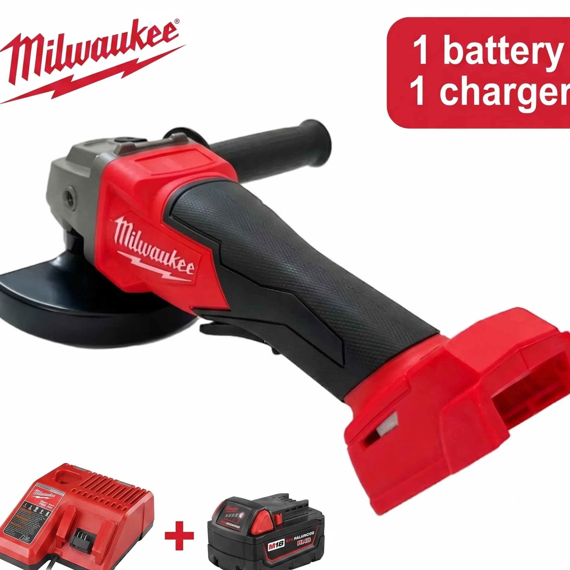 Milwaukee M18 4-1/2 Inch 18V Cordless Angle Grinder with Brushless Motor, 5.0Ah Battery, Fast Charger, Side Handle, Grinding Wheel and Carrying Case for Metal Cutting, Weld Grinding and Surface Finishing
