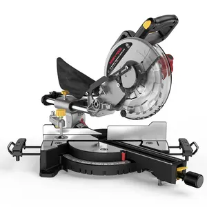 10-inch Sliding Compound Miter Saw, 5000RPM, 15 Amp, Single Bevel 0-45° with Extension Table, 36T Blade, Power Saw for Metal, Plastic, Wood, Laminates Summervibes outdoorfun