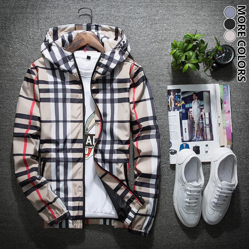 autumn fashion style Men’s Spring Summer Trendy Checkered Hooded Jacket | Daily Casual All-Match Outerwear