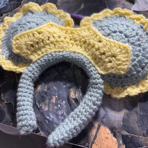 Princess and the Frog Mickey Mouse Ears - Handmade Crochet Headband with Yellow and Grey Colors