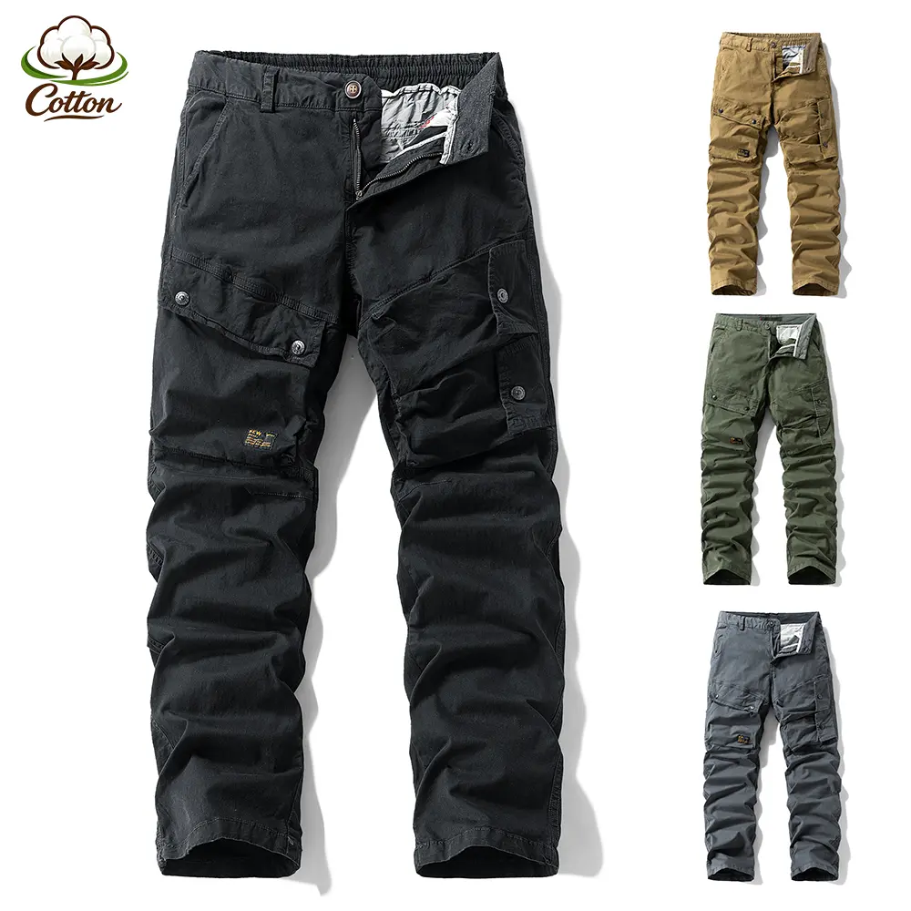 Tactical Multi Pocket Cotton Jogger Pants, Adjustable Drawcord Elastic Cuff Work Trousers - Breathable 4 Color Mens Outdoor Camping Travel Minimalist Casual Daily Bottoms