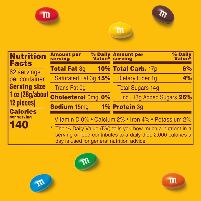 M&M'S Peanut Milk Chocolate Candy 62 oz Snack Bonbon Dessert with Tasty Peanut and Milk Chocolate Flavor Perfect for Sharing Generous Size for Parties and Gifting