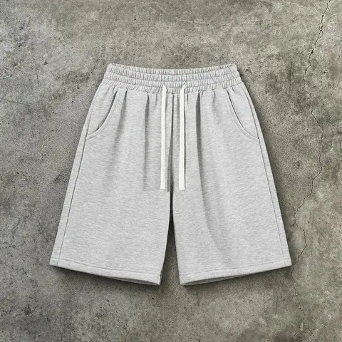Men's Cotton Blend Baggy Waist Above-the-Knee Shorts - Drawstring Waistband, Adjustable Bottom, Relaxed Draped Cut, Athleisure Bottoms for Workouts, Lounging, New Year Wear