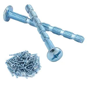 100-Pack #8-32 Thread Truss Head Break Away Screws, 1-3/4 in Zinc Plated Steel Long Slub Machine Screws for Cabinet Drawer Handles, Door Knobs