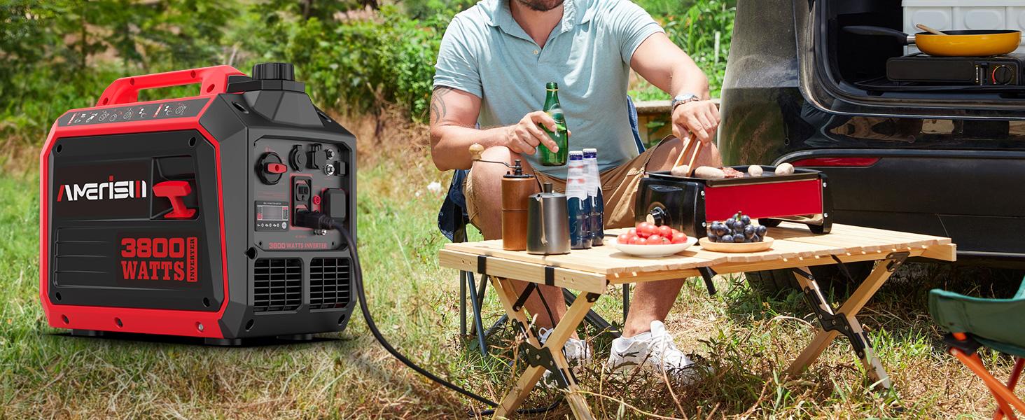 AMERISUN 3800W Portable Inverter Generator, Hurricane season, Outdoor Generator, Gas Powered, Long Runtime Gas Generator for Camping, Tailgating, Home Emergency Use, EPA Compliant(AL5035C), generators for house power
