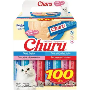 Cat Treats, Lickable, Squeezable Creamy Purée with Vitamin E, 0.5 Ounces per Tube, Tuna Variety