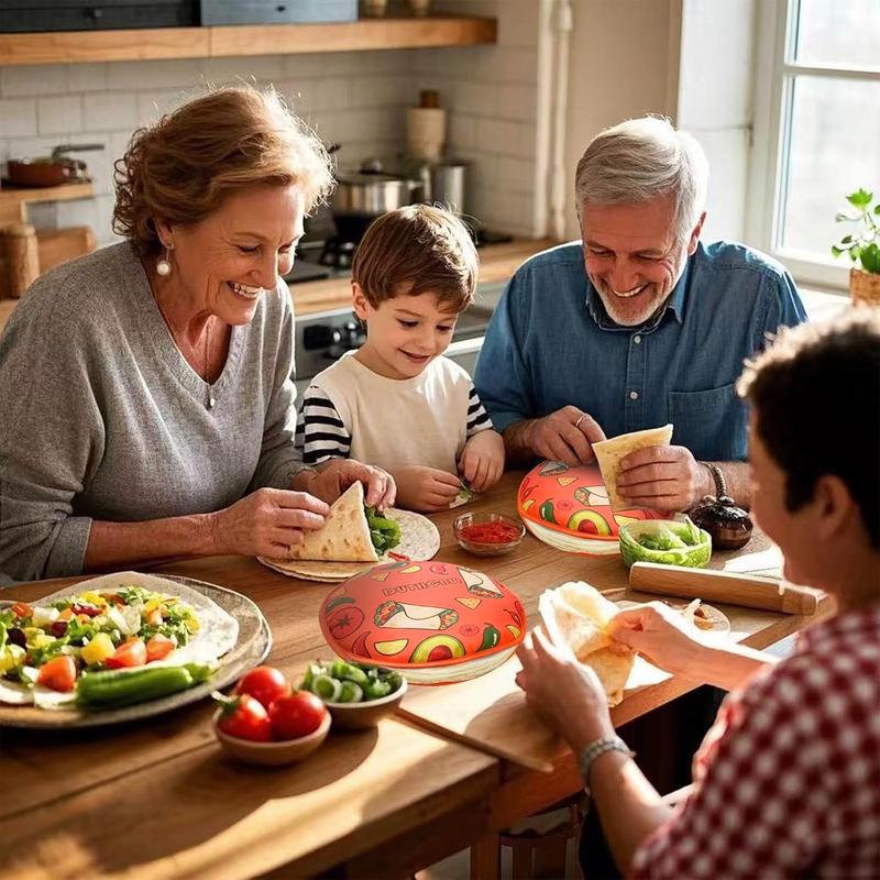 Large Premium Tortilla Warmer, Microwavable & Classic, Insulated Fabric Pouch Keeps Tacos, Naan, Pizza & Flour Tortillas Cozily Warm for 1 Hour, Outlasting & Ideal for Family Feasts, Orange