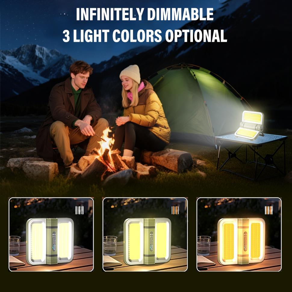 XTAUTO Solar Camping Lights, Bright LED Magnetic Foldable Camp Lantern, Battery Powered Portable Outdoor Light for Backpacking, Hiking, Tent, Power Outage, Emergency Survival, Night Fishing, Walking, Working, Camping Gear Essentials