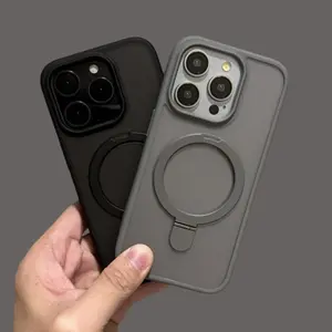 Magnetic Ring Holder Phone Cases for iPhone 11/12/13/14/15/16 17Pro Max Series, Durable Shockproof Protective Covers with Built-in Kickstand, Wireless Charging Compatible Protection Casing(Free camera lens film included. No after-sales service if missing)