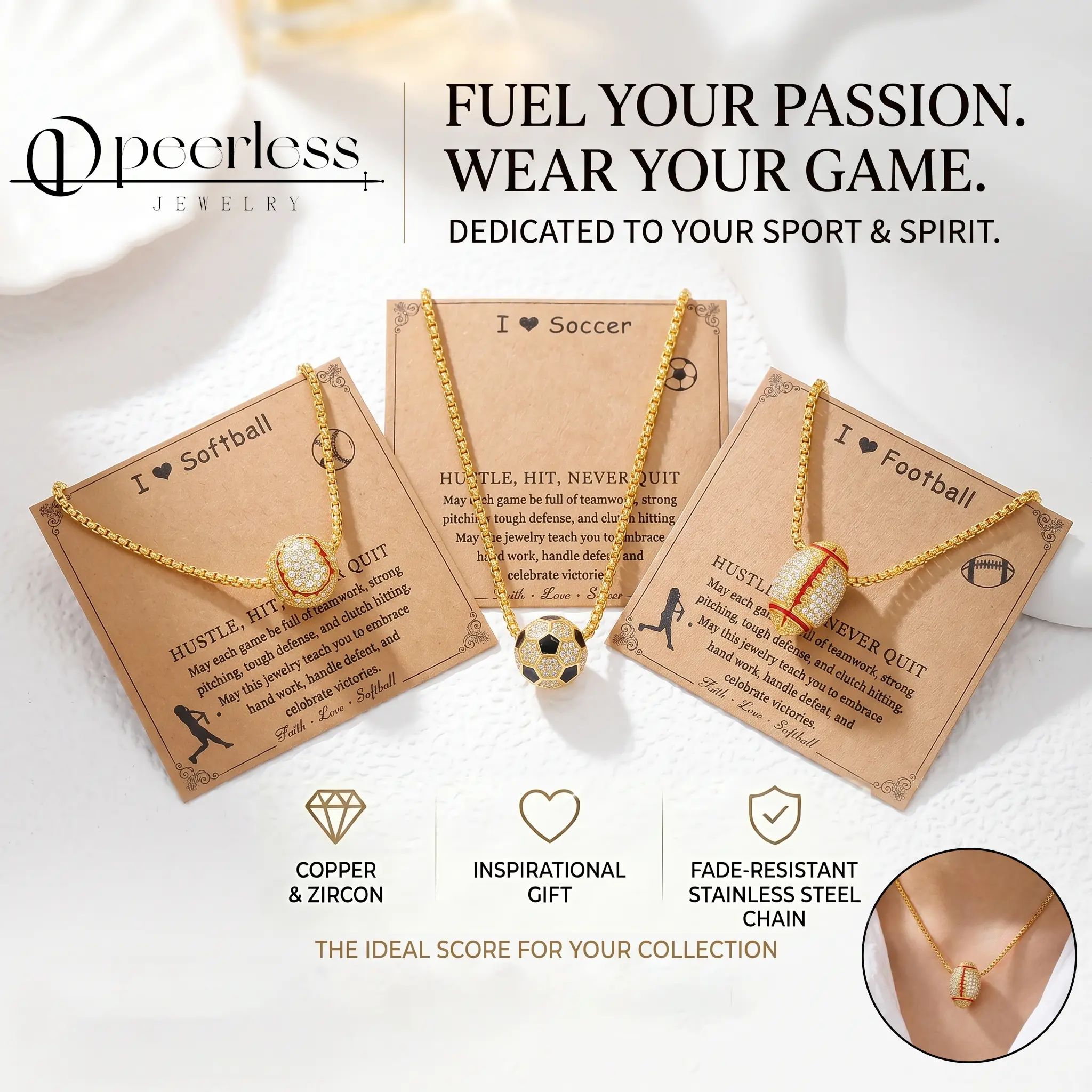 Clearer than glass! Soccer, baseball & football – all fully paved zirconia necklaces = zero regrets. Shines like a galaxy, shows off collarbone. Rich-girl (or sporty) look for under $20 each  #BallSportNecklace #ZirconiaChain