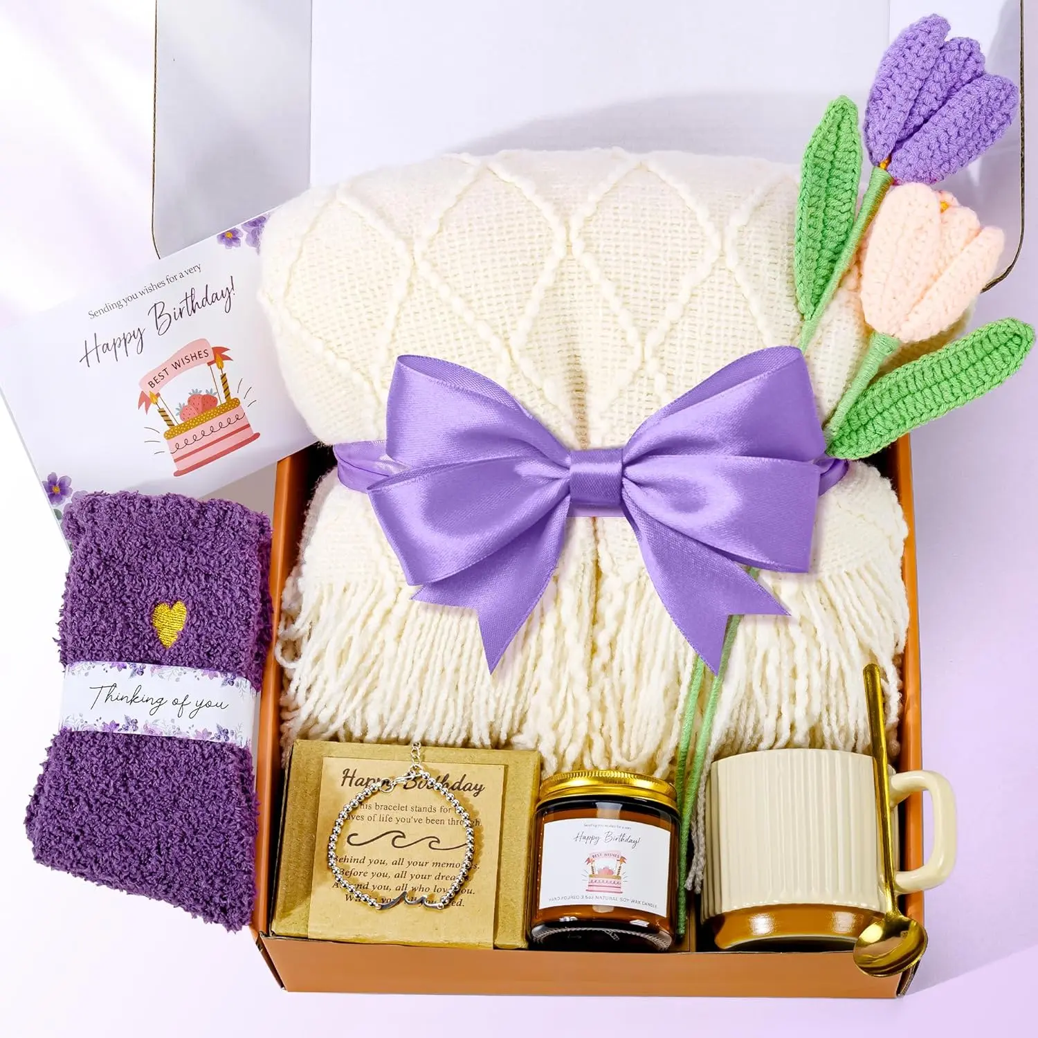Birthday Gifts for Women,  Happy Birthday  Basket, Self Care  Care Package, Women Gifts for Birthday Box for Her Mom Grandma Sister   Wife Girlfriend Coworker