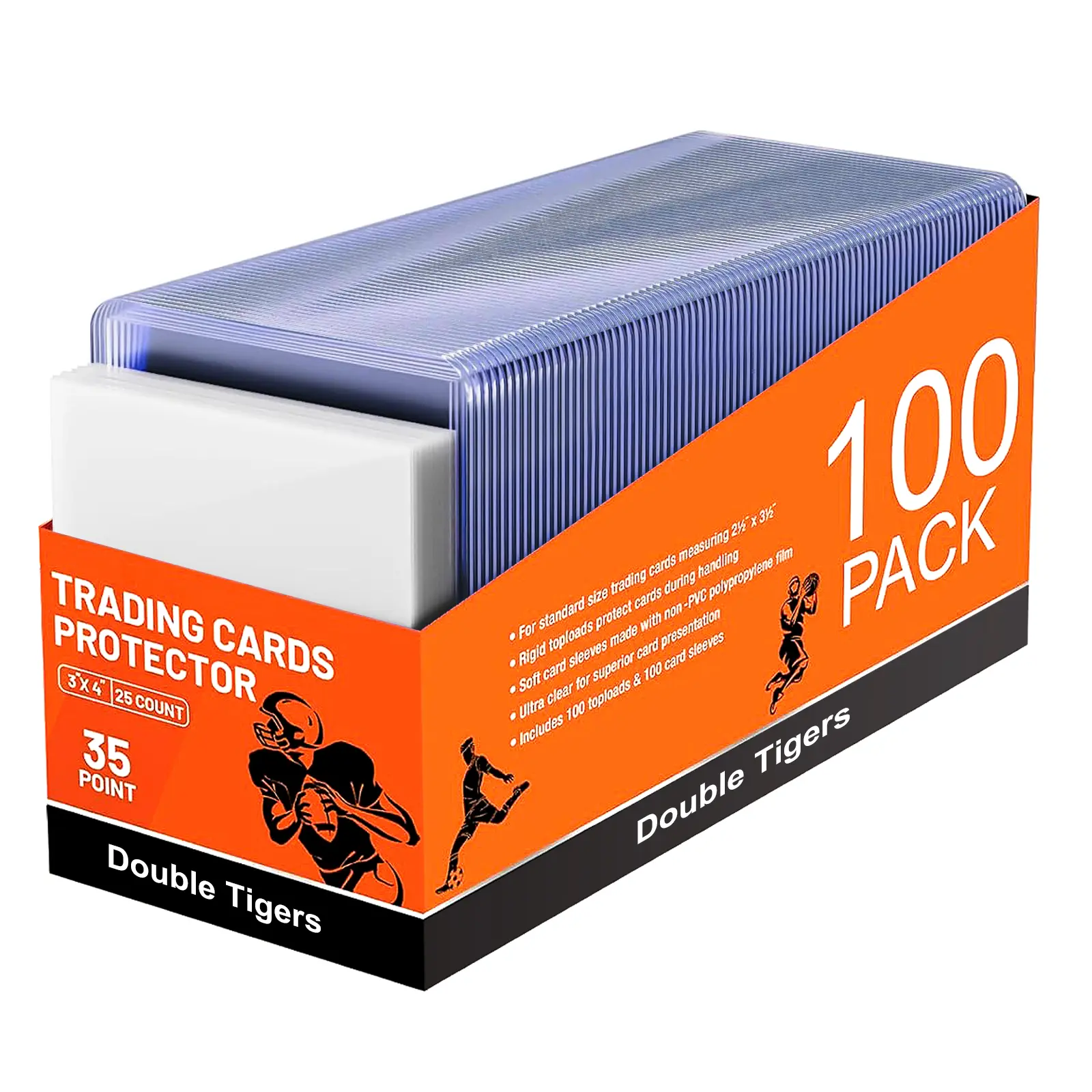 200 Pack Card Sleeves Hard Plastic, 3"X4" Baseball Cards Protectors Plastic, Premium Card Holder for Trading Sports Baseball Football Game Cards (100 Rigid + 100 Clear)