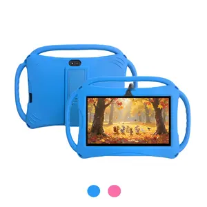 The 7-inch tablet with endless joy is here, the best companion, making children fall in love with learning, controlled by parents, portable and portable, WIFI， Dual camera, anti fall shell, blue/pink, suitable as a holiday gift, a reward gift for children