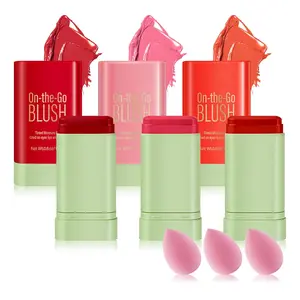 3PCS Blush Stick for Cheeks,Multi-use Solid Matte Makeup Stick Blush Cream for Cheek Eyes and Lips Tint,Moisturizing Tinted Cream Blush