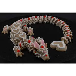 Cookie Heart Dragon – Articulated Poseable Fantasy Gingerbread Dragon Toy | 3D Printed Collectible with Candy & Icing Details
