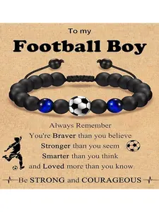 Football Bracelets Gift for Boys Players Team Lovers Son Grandson Brother Nephew Friend as Birthday/Valentines Day/Graduation/Back to School/Christmas Gifts Adjustable Bracelets Bracelet with Pendant