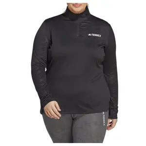 adidas Womens Terrex Multi Half Zip Long Sleeve Hiking Casual Tops Casual - Black