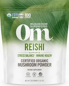 Om Mushroom Superfood Reishi Organic Mushroom Powder, 100 Servings, Organic Adaptogen Powder for Stress Relief and Immune Health