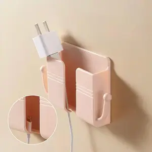 Wall Mounted Phone Charging Holder, Self Adhesive Phone Holder, Multifunctional Storage Rack for Home Bedroom Office, Compact, Cellphone