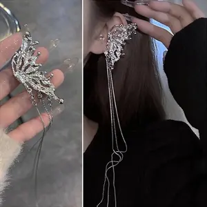 [Non-piercing Ear Cuff Jewelry Women] Elegant Butterfly Tassel Ear Clip, Unique Design Non-piercing Ear Cuff Jewelry For Women