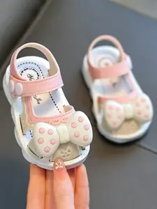 Baby Girls' Summer Sandals Newborn Toddler Shoes Soft Sole Comfortable Anti-Collision Design Sweet Buckle Closure Soft Soled Shoes
