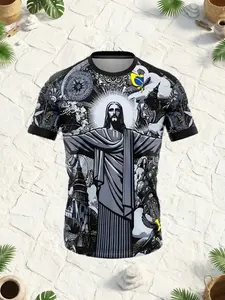 Brazil Jesus Special Edition Football Jersey, New Release, Unisex Sports T-Shirt, Men Women Training Top, Casual Wear, All Seasons, Workout Top, Sportswear Top