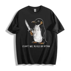 Casual Graphic Unisex T-Shirt Penguin With Knife Flight Was Never An Option Summer And Fall Wear For Friends And Family Gifts