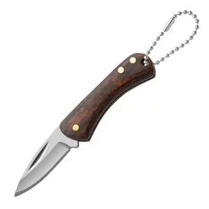 Mini Folding Knife for Collection Handmade Sharp Blade Lucky Wealth God Keychain Pendant Gift Outdoor EDC Tool