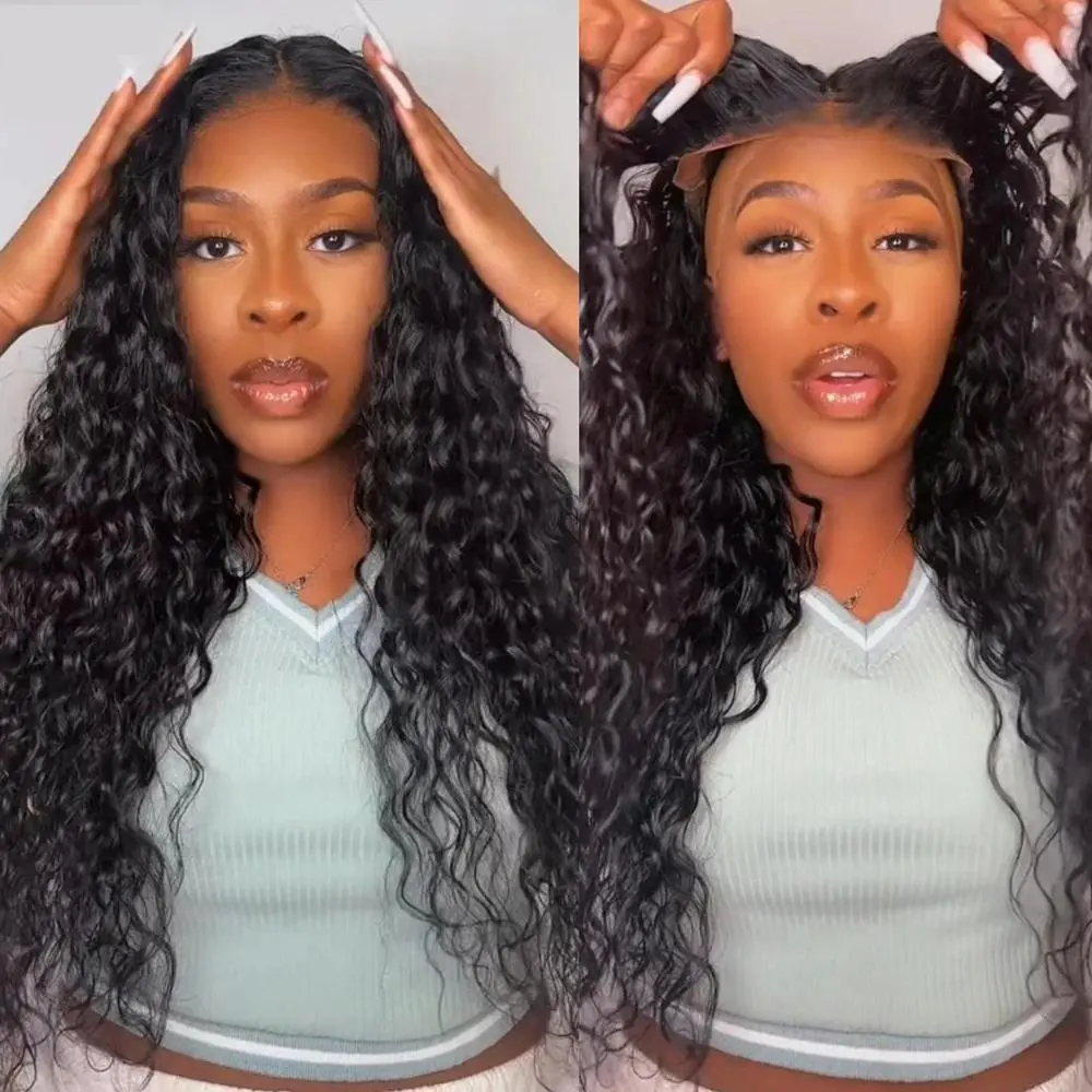 Bling Hair Wigs Deep Wave Glueless Ready to Wear 6x4 5x5 7x5 9x6 Lace Closure Wigs Human Hair Curly Water Wave Pre Cut Transparent Lace Wig For Women Pre Plucked Natural Hairline TikTokShopHolidayHaul