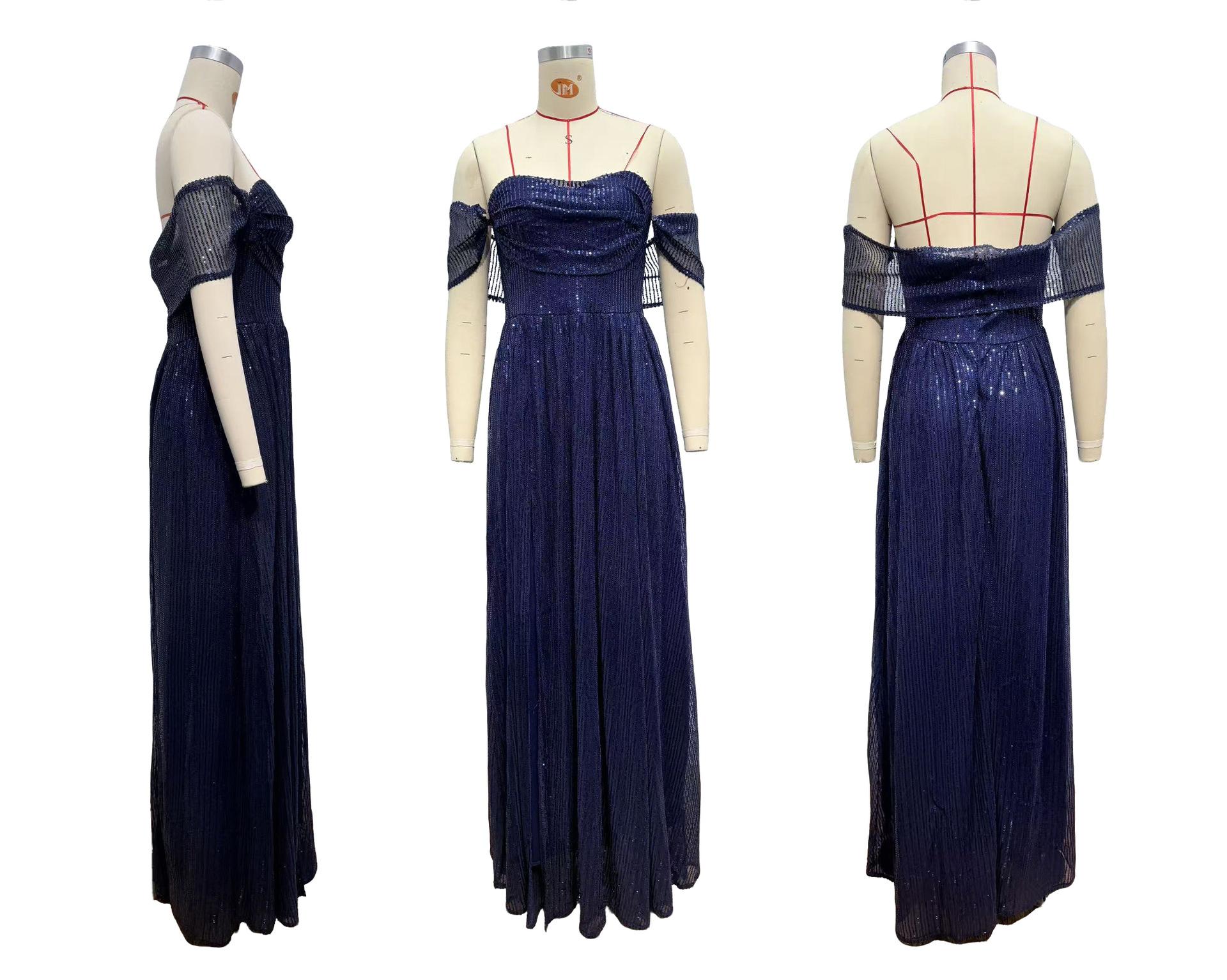 Sequin Slit Maxi Ball Gown | Strapless Prom Dress Women