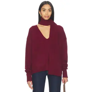MORE TO COME Mishka Scarf Sweater in Burgundy